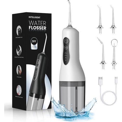 Dental-wasserflosser, Dental-wasserflosser Mit 4 Modi Und 4 Düsen, Wasserflosser Und Irrigatoren, Usb Wiederaufladbar Und Ipx7 Wasserdicht, Für Zahnhygiene Und Frischen Atem, Blau