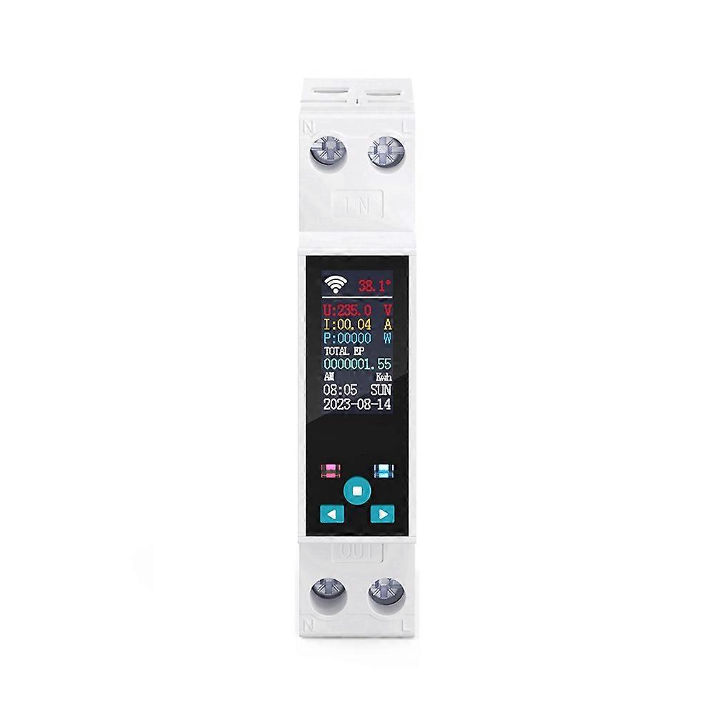 Interrupteur Intelligent Tuya Wifi 50a, Disjoncteur, Compteur D'Énergie Lcd, Mesure De La Puissance En Kwh, Relais Temporisé, Télécommande, Smart Life