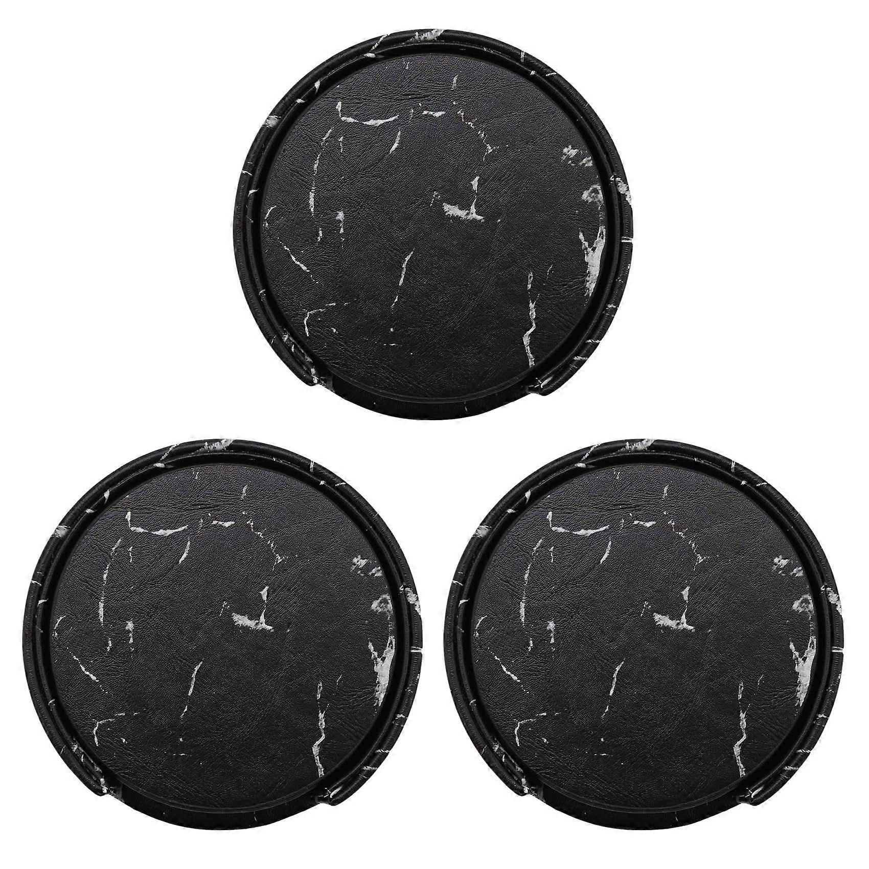 Dessous De Verre Ronds Noirs, Lot De 18 Avec Support, Pour La Maison Et La Cuisine.