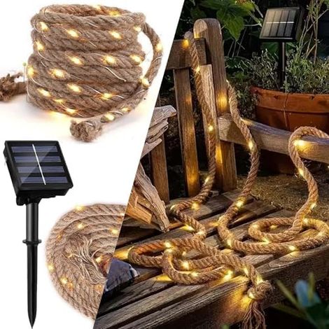 Solar-lichterkette, 5 M Langes Solarkabel Mit 60 Leds, Wasserdichte Hanf-lichterkette Für Den Außenbereich, Solar-lichterkette Für Garten Und Balkon