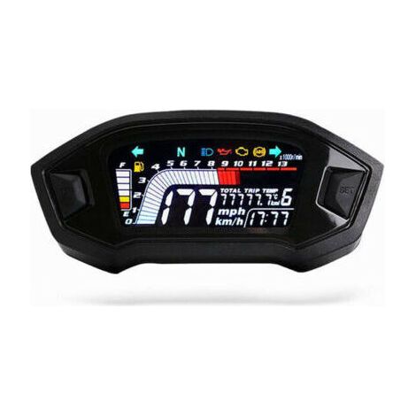 Digitaler Lcd-motorrad-drehzahlmesser 199 Km/h – 6-stufige Kraftstoffanzeige – Einfache Installation Für 1, 2, 4 Zylinder – Wetterfestes Abs – Min. 199 Km