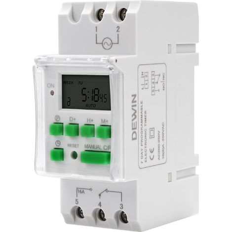 Digitaler Timer Für Din-schiene, Modulare Uhr, Programmierbarer Wöchentlicher Elektronischer Timer, Ac 230 V, 16 Ein-/aus-programme