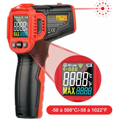 Digitales Infrarot-laserthermometer, Sdlogal, Industrielles Infrarot-thermometer, -50 Bis 500 °c/-58 Bis 1022 °f – Lcd-bildschirm Mit Hintergrundbeleuchtung, Nicht Frontales Thermometer Zum Kochen/gri