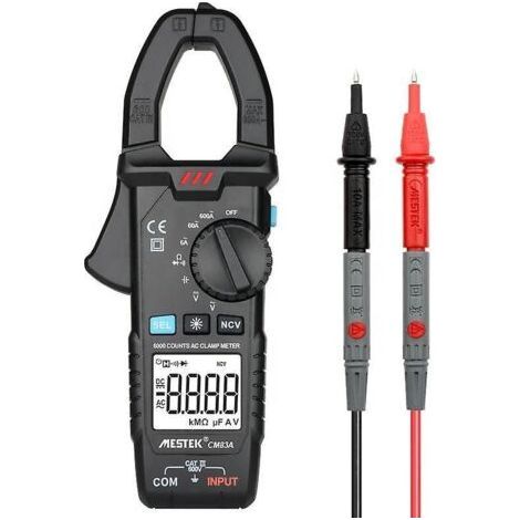 Digitales Zangenmessgerät, Trms 6000 Zählungen, 800 A Dc, Wechselstrom, Ac/dc-spannung, Ncv, Durchgang, Kapazität, Widerstand, Frequenz, Diode, Hz-test, Mit 1 Testpaar.-muntra