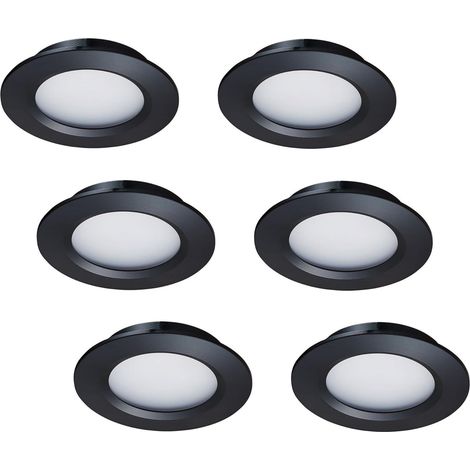 Set Mit 6 12v Led-leuchten Für Wohnmobil, Anhänger, Boot, 6000k Tageslicht, 300 Lumen, 3w, Niederspannung, Dimmbare Mini-einbauleuchte, Schwarz [energieklasse C]
