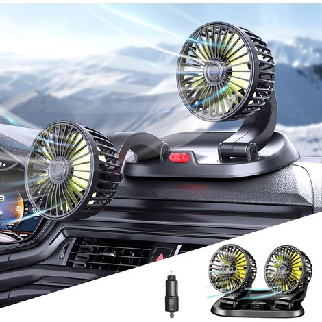 Doppelkopf-autoventilator, 12 V, 2 Geschwindigkeiten, 360° Drehbar, Mit Zigarettenanzünderbuchse, Für Suv, Wohnmobile, Fahrzeuge