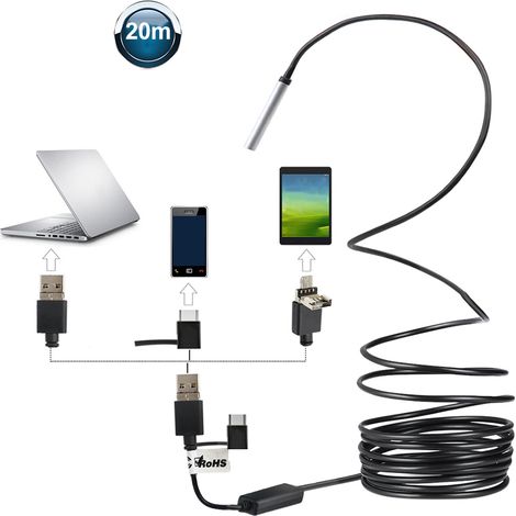Drei-in-eins Wasserdichtes Handy-endoskop 20 Meter Hd-kamera 5,5-mm-kamera 720p Autoreparatur-pipeline-inspektion Industrie-endoskop