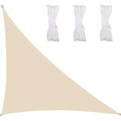Dreieckiges Sonnensegel, Wasserdicht, Gespanntes Segeltuch, Uv-schutz, Wasserdichter Stoff, Wetterbeständig, Schnell Trocknend, Für Garten, Parks, Rasenflächen, 4 X 4 X 4 M, Beige-weiß Groofoo