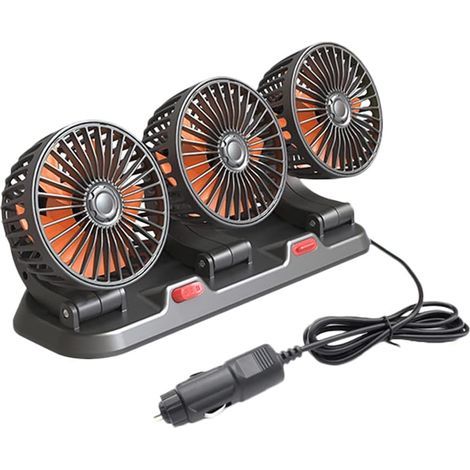 Dreiköpfiger Elektrischer Luftzirkulator, 360° Drehbar, Tragbarer Automatischer Ventilator – Für Limousine, Suv, Wohnmobil, Boot, Lkw