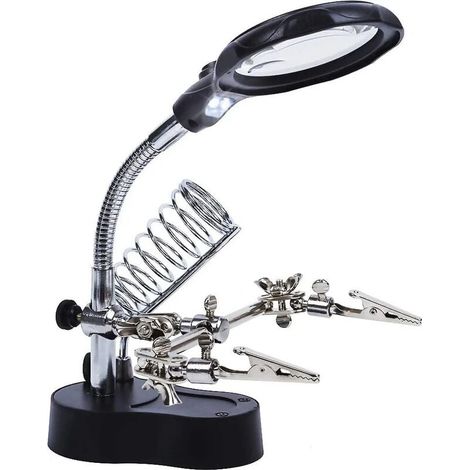Dritte Hand 3,5 X 12 X Tischlupe Ständer 2 Leds Standlupe Für Elektronikingenieure Kosmetologie Medizinisch Uhrmacher Uhrenreparatur-liaiki