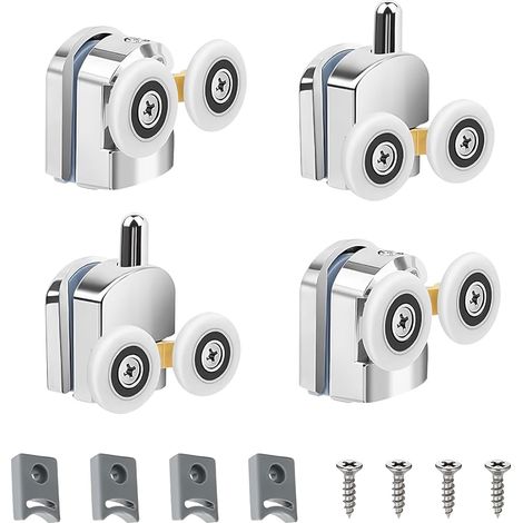 Duschtürrollen, Set Mit 4 Doppelten Duschtürrollen 23 Mm, Langlebig Und Leise, Für Glastüren Mit Einer Dicke Von 3–6 Mm (23 Mm)