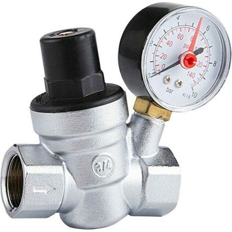 Ecleanfy-dn20 Einstellbares Wasserdruckminderventil Mit Manometer, Druckmessgerät, 3/4 Zoll Wasserdruckminderer, Wasserdruckregler Mit Manometer