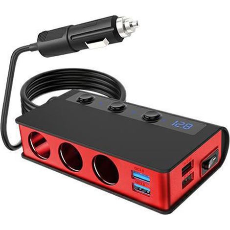Ein Bis Drei Zigarettenanzünder Im Auto Mit Schalter 4usb 180w, Hochleistungs-qc3.0-schnelllade-autoladegerät, Rot