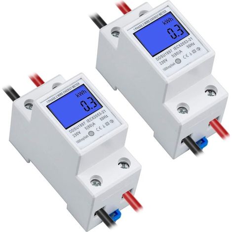 Einphasiger Stromzähler, 5–80 A, 230 V, 50 Hz, Digitaler Stromzähler Mit Lcd-display, Elektrischer Teilungszähler, 1 Phase, 2 Pole, 2p, Din-schiene