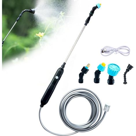 Elektrischer Gartensprüher, Dachsprüher, Elektrosprüher, Teleskop-lanzensprüher Mit 4 Düsen Und 10 M Schlauch, Usb Wiederaufladbar, Für Die Rasenbewässerung