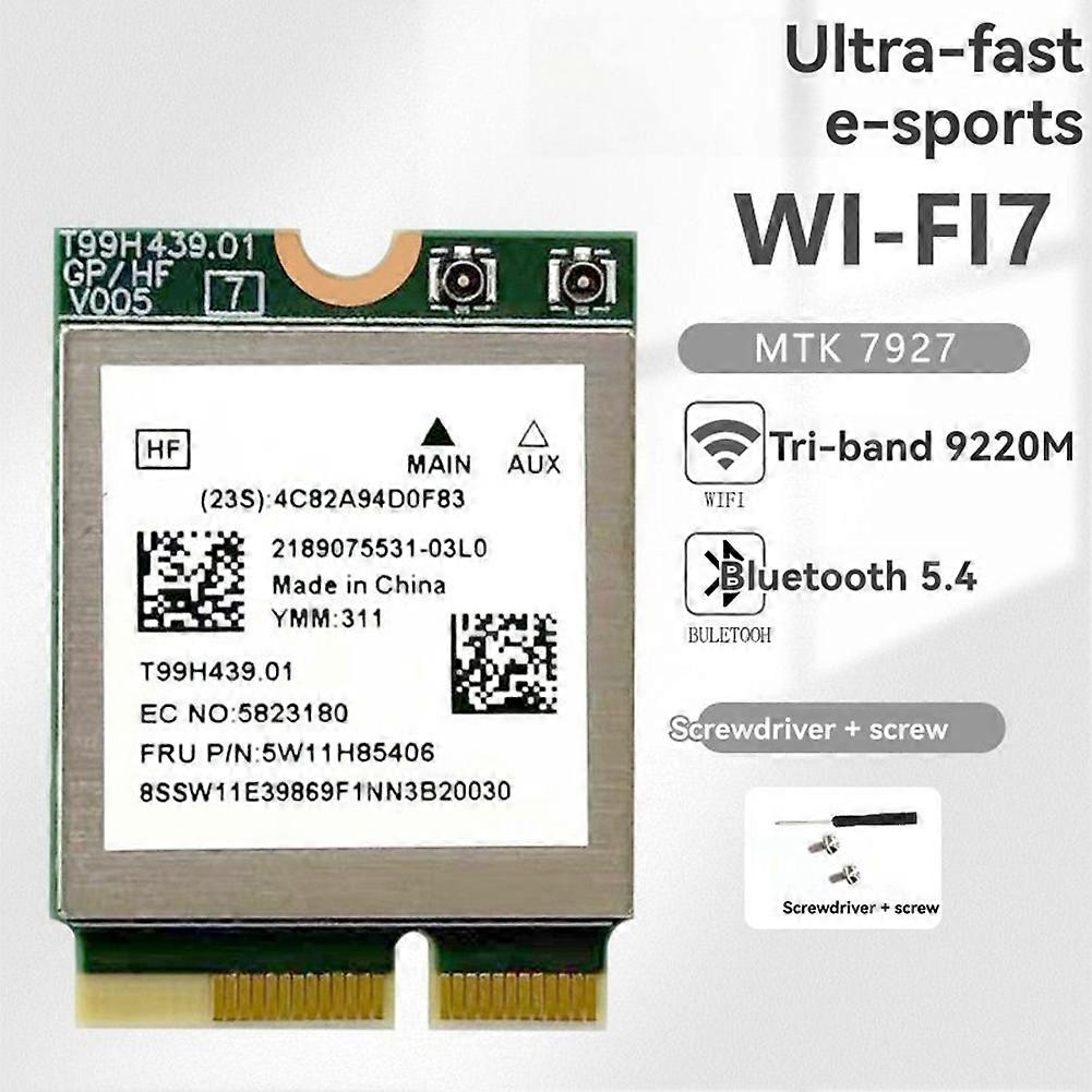 Carte Wi-fi Mt7927 + 2 Antennes 8 Db Tri-bande 2,4 Ghz/5 Ghz/6 Ghz 8774 Mhz Mt7927, Carte Réseau Sans Fil Gigabit Bt5.4