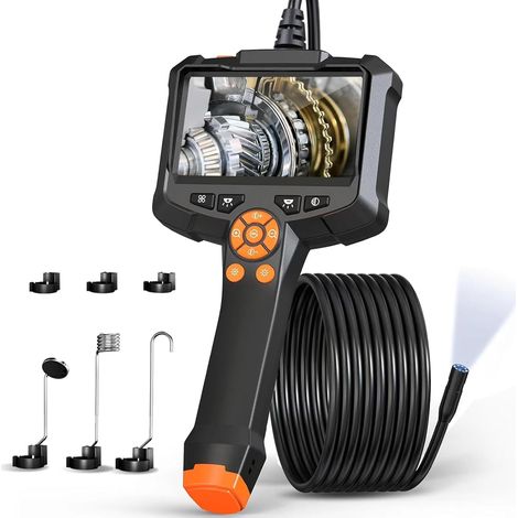 Endoskop-inspektionskamera, 4,3-zoll-ips-bildschirm, 1080p Hd, Mit 8 Leds, Ip67 Wasserdicht, 5 M Halbstarres Kabel