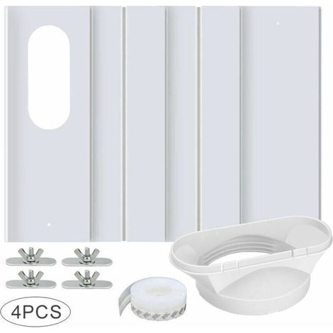 Enowelir Tragbares Klimaanlagen-fenster-set, Mit Universal-kupplung, Verstellbare, Verstärkte Pvc-platte, Fensterdichtung, Ac-fenster-entlüftungs-set Zum Schieben Für 10 Cm Abluftschlauch