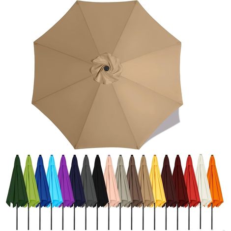 Ersatzüberdachung Für Terrassenschirme, Schirmtuch Für Den Garten Im Innenhof, Strand, Uv-schutz, Ersatzbezug (khaki, 4 M – 8 Rippen)