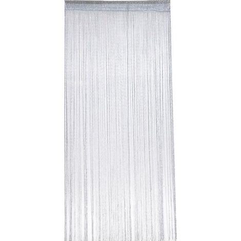 Fliegengittertür, 100 X 200 Cm, Polyester, Silbergrau, Mit Pailletten, Fliegenschutz Und Silberfaden, Dekorativ.