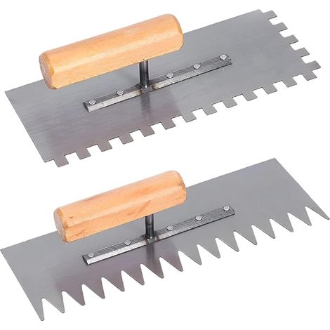 Fliesenkamm, 2 Stück Beschichtete Kelle, Quadratische Zähne + Spitze Zähne, Mit Edelstahl Beschichteter Glätter Mit Ergonomischem Griff, Zum Glätten Großer Flächen