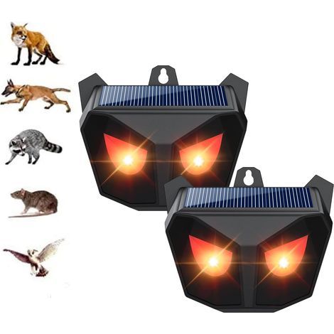 Fuchsabwehrmittel, Ultraschall-rattenabwehrmittel, Mit Hellem Led-licht, Usb Und Solarbetrieben, Tierabwehrmittel Für Den Außenbereich Für Eichhörnchen, Katzen, Hunde, Mäuse, Vögel (2er-pack)
