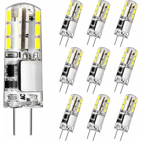 G4-led-glühbirne, 12 V, 2 W, Entspricht 20 W Halogenlampe, Kaltweiß 6000 K, 180 Lm, Flimmerfrei, Energiesparlampe Für Dunstabzugshauben-kronleuchter, Nicht Dimmbar, 10 Stück [energieklasse