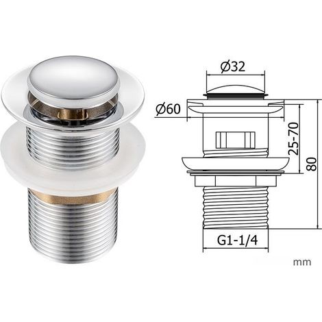 Groofoo G1-1/4 Messing-spülbeckenstopfen, Universeller, Geruchsneutraler Pop-up-spülbeckenablauf Mit Silikondichtungen, Für Aufsatzwaschbecken, Badewannenstöpsel (modell D Ohne Überlauf)