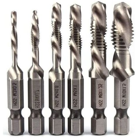 Gewindebohrer, Metrisches Gewindebohrer-set M3 M4 M5 M6 M8 M10 Titanbeschichteter Hss-bohrer Und Gewindebohrer-set 1/4