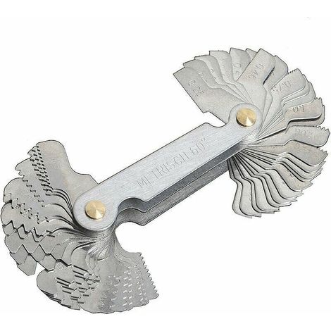 Gewindekamm, Metrische Gewindelehre, 58 Klingen, Stellschraube, Steigung, Gewindeschneidlehre, Metrisches Zoll-messsystem, Silber, Einteilig