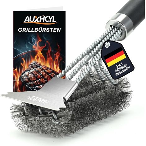 Grillbürste Aus Edelstahl, 3-in-1-grillbürste Mit Schaber, Grillbürsten Mit Pp-wärmeisolationsgriff, 45,5 Cm Grillbürsten Für Gasgrills, Holzkohlegrills