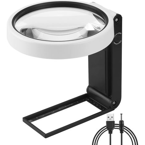 Große 4,35-zoll-10- Bis 30-fache Lupe Mit Licht Und Ständer, Tragbare Led-standlupe, Zusammenklappbar Für Senioren, Lesen, Kreuzstich, Karte, Schmuck