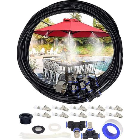 Tesmotor 18m Outdoor-sprühsystem Mit 19 Messingdüsen, Ideal Für Gärten, Gewächshäuser Und Sonnenschirme.