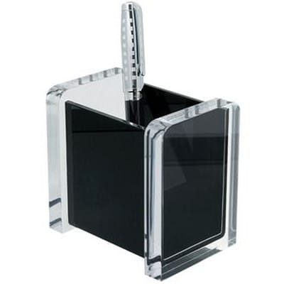 Wedo - Stifteköcher ® Acryl Exklusiv 9,4 X 9,4 X 6,5 Cm (b X H X T) Acryl Glasklar/schwarz
