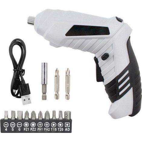 Honornic - Akku-bohrschrauber, Schraubendreher-zubehör, 2 Drehrichtungen + Led-lampe, Usb-ladekabel, Ideal Für Handwerker
