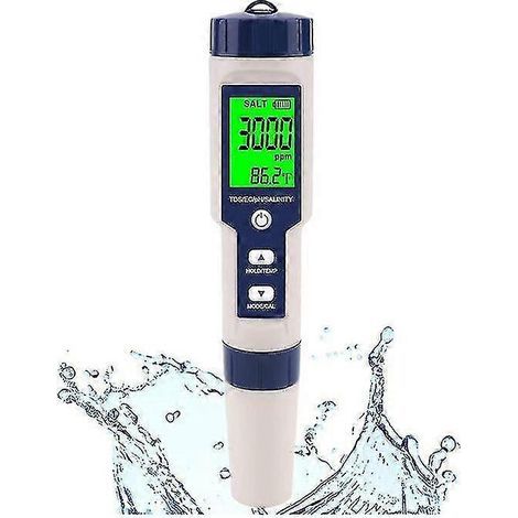 Honornic – Schwimmbad-salinometer, Digitales Salinometer, 5-in-1 Hochpräzises Salinometer, Ip67 Wasserdichtes Testkit – C10