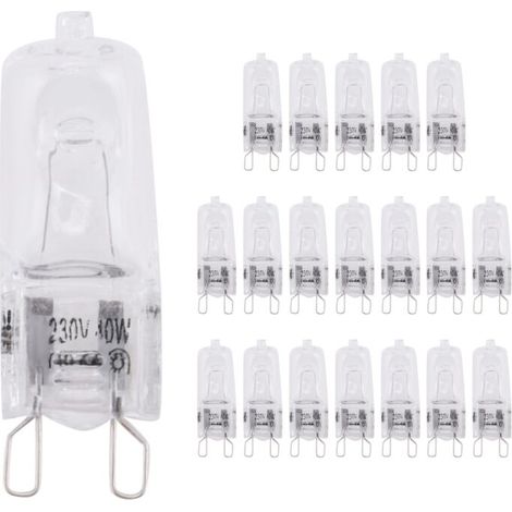 Halogenlampe, 20er-pack G9-halogenlampen, 40 W, Dimmbare, Klare Halogenlampen, 2800 K Warmweiß Für Kronleuchter, Anhänger, Landschaftsleuchten