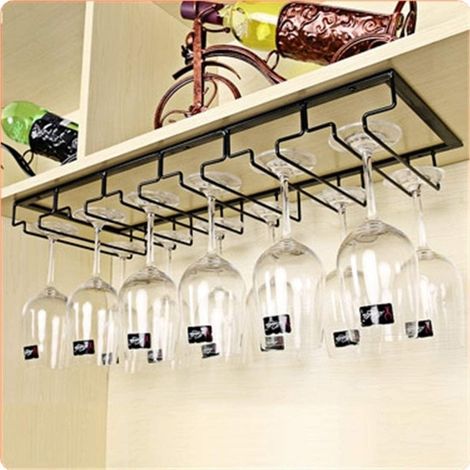 Hängendes Glasregal – Weinglasregal Mit 6 Schienen Für 12–18 Gläser, 60 X 22,5 X 5,5 Cm