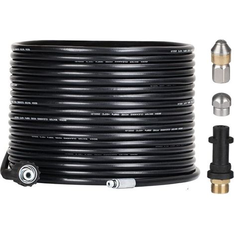 Ikodm – 15 M Hochdruckreiniger-schlauch-entstopfungsset – Schwenkdüse Und Kärcher-adapter – Druck 180 Bar – Kompatibel Mit K2/k3/k4/k5/k6/k7