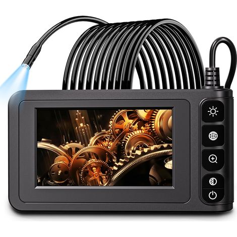 Industrielle Endoskopkamera Mit Licht, 4,3-zoll-lcd-bildschirm, Wasserdichte Digitale Hd-kanalinspektionskamera Mit 8 Leds Und Halbstarrem 66-fuß-kabel.