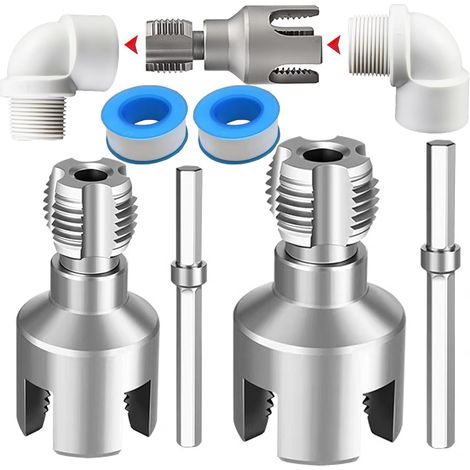 Integriertes Werkzeug Zum Gewindeschneiden Von Innen- Und Außenrohren Mit 1/2'- Und 3/4'-matrizen, Kompatible Elektrische Bohrmaschine, 2-in-1-pvc-rohrgewindeschneideset
