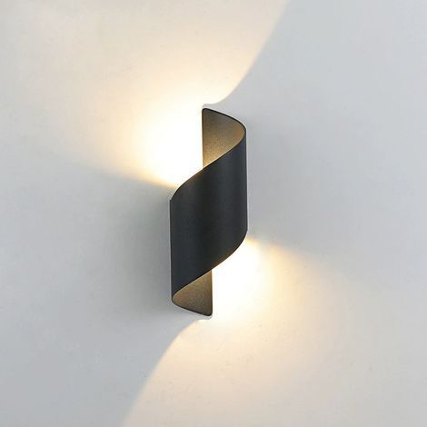 Kukak Led-wandleuchte Für Innen/außen, 10 W, Kaltweiß 6000 K, Moderne Auf- Und Ab-beleuchtung, Ip65 Wasserdicht, Metallspiral-wandleuchte Für Bar, Schlafzimmer, Schwarz, Weiß