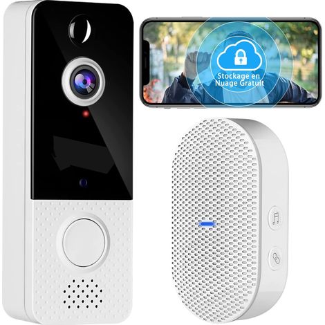 Kabellose Türklingel Mit Kamera, Kabellose Video-türklingel Mit Gong, 1080p Fhd, Pir-menschenerkennung, Batterielos, 170° Betrachtungswinkel, Ip66 Wasserdicht