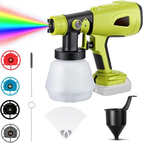 Kabelloses Farbspritzgerät, Kompatibel Mit Ryobi 18 V Akku, Elektrisches Farbspritzgerät Mit 4 Düsen Und 3 Sprühmustern, 1000 Ml Behälter