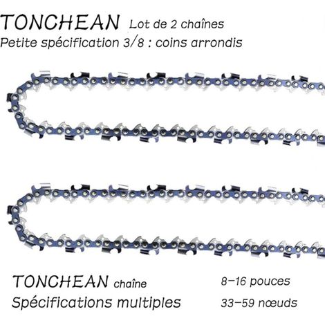 Kettensägenschiene Und Kette, 2 Stück Kettensägenketten Mit Geringem Rückschlag, 3/8 Zoll Lp, 56 Glieder Für Kettensäge (15 Zoll), 28-teiliges Sägeblatt – Abgerundete Ecken
