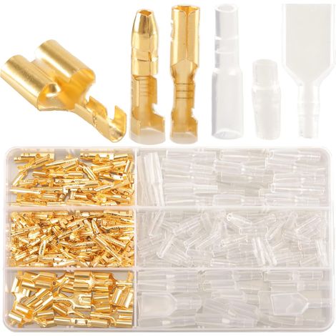 Kit Mit 320 Crimp-steckverbindern Aus Messing, Einschließlich Doppelter Männlicher Und Weiblicher Anschlüsse Mit Isolierhülsen, Für Elektrische Anwendungen In Motorrädern Und Automobilen.