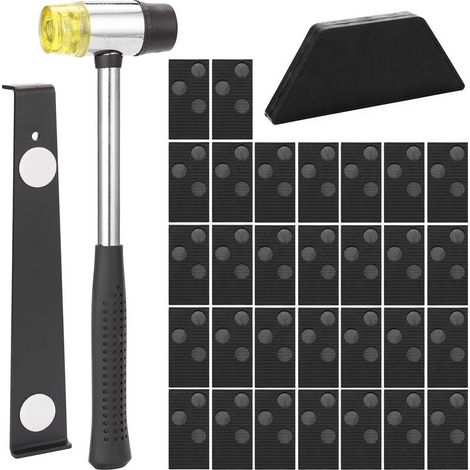 Laminatverlegeset – 30 Abstandshalter + Doppelseitiger Gummihammer + Schlagklotz + Stahlzugstange
