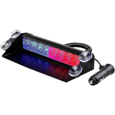 Led-blitzlichtleiste Für Windschutzscheibe, Armaturenbrett, Mit Saugnapfhalterung, Für Auto, Lkw, Schulbus, Rot Und Blau.