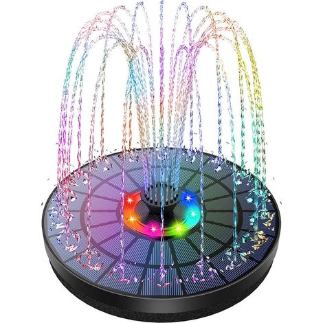 Led-solarbrunnen Für Den Außenbereich, 3 W, Solar-teichpumpe Mit Batterie, Bunten Led-leuchten Und 7 Düsen, Für Den Außenbereich, Ja--trimec