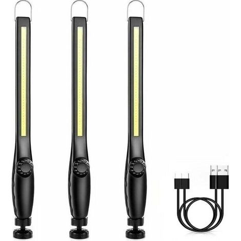 Led-tragbare Mechaniker-lampe, Werkstatt-site, Wiederaufladbare Magnetische Garagenlampe, Leistungsstarke Wiederaufladbare Tragbare Led-magnet-arbeitslampe [3 Stück] [energieklasse A+++]